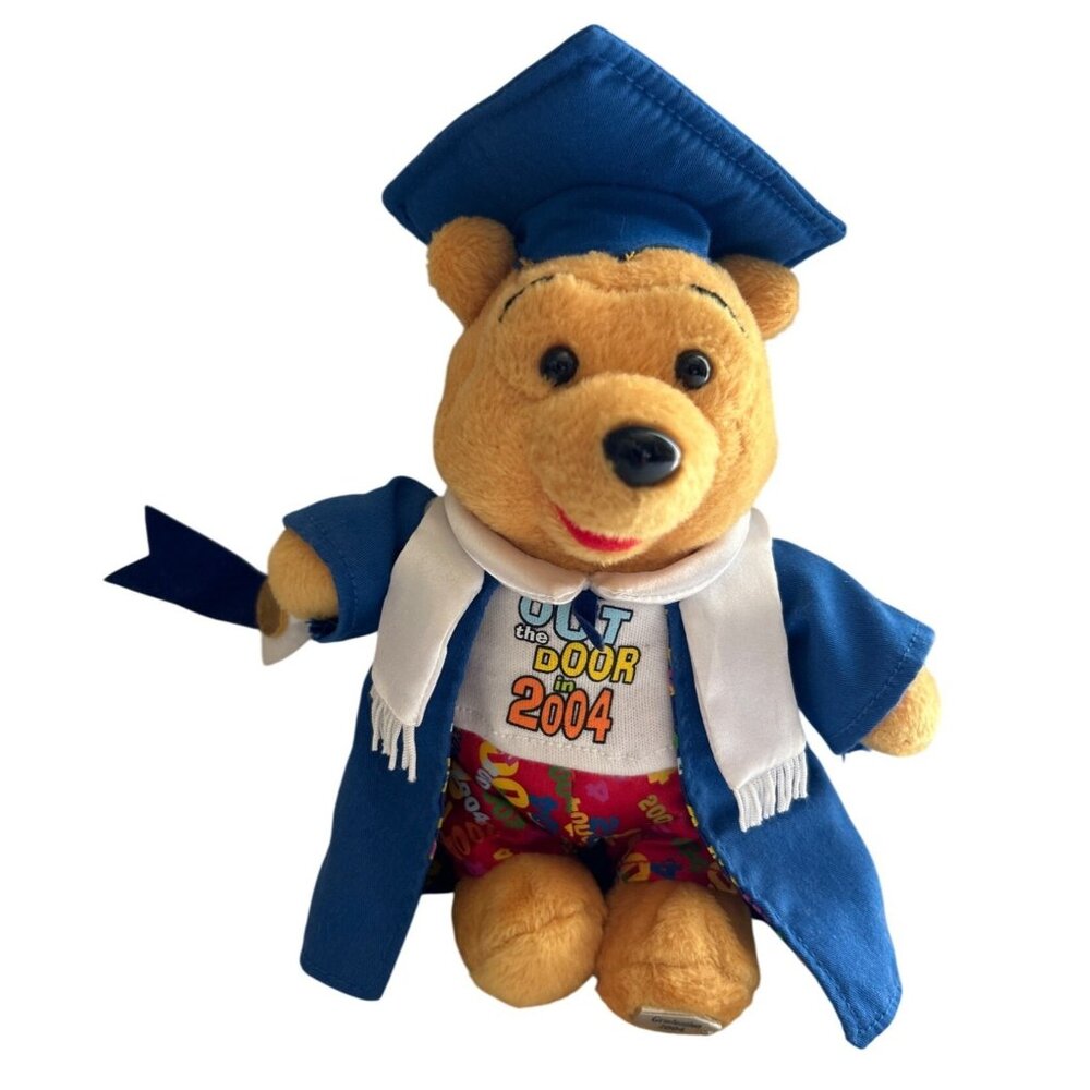 Vtg Disney Winnie The Pooh Graduation 2004 Plush Toy Cap & Gown 8 Inches Tall